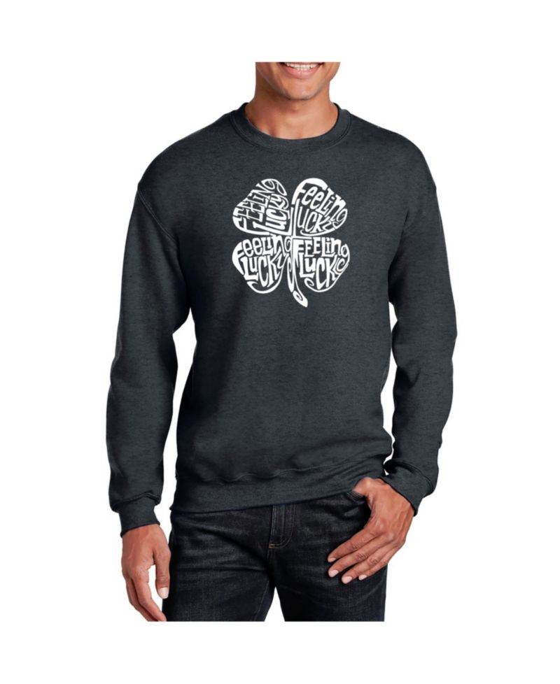 Men's Word Art Feeling Lucky Crewneck Sweatshirt