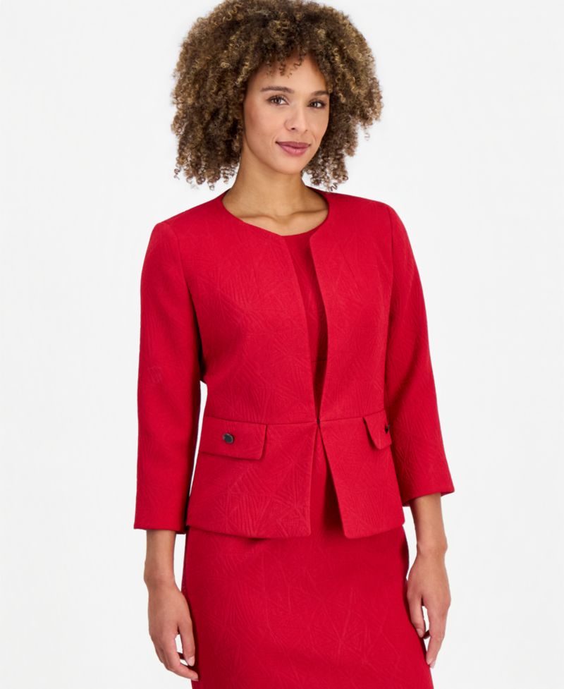 Women's Jacquard Sheath Cardigan and Dress, 2-Piece Suit