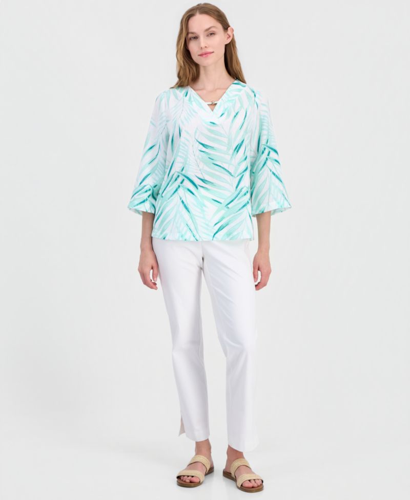 Women's Printed 3/4-Sleeve V-neck Top