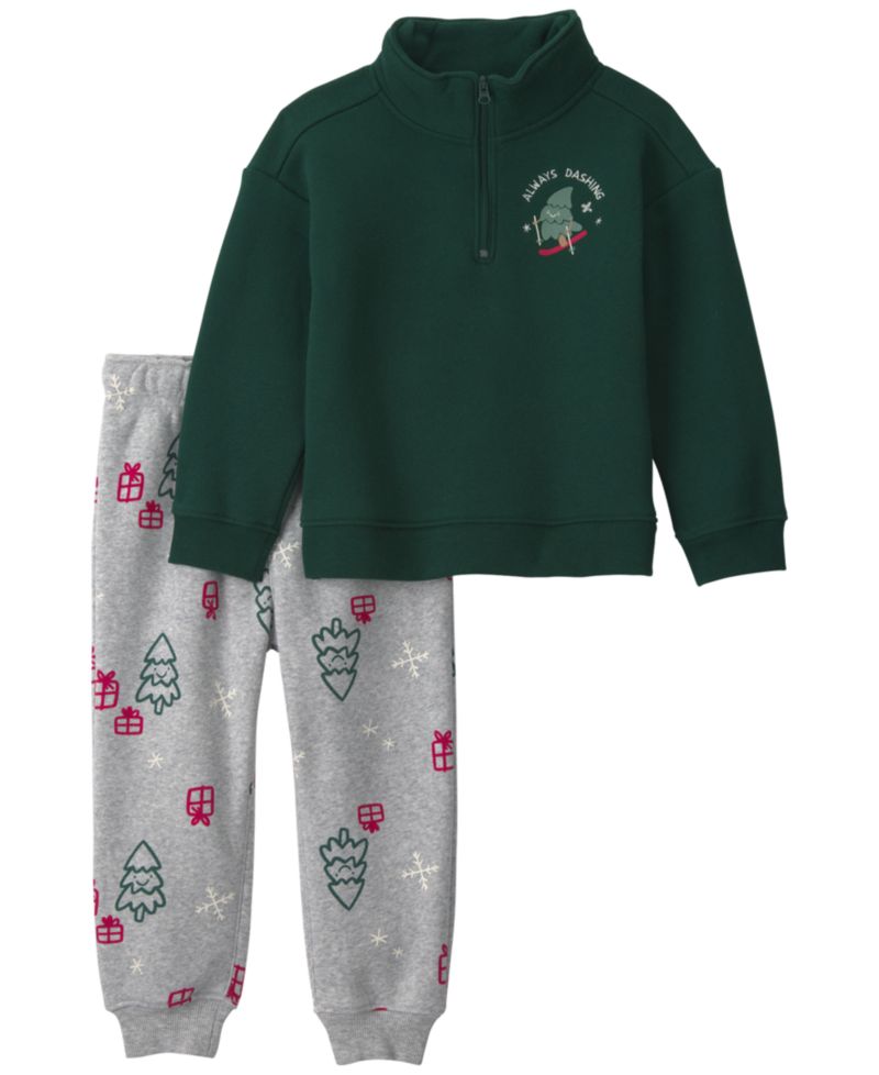 Baby Boys' Christmas Ski Fleece Top and Pants, 2-Piece Set