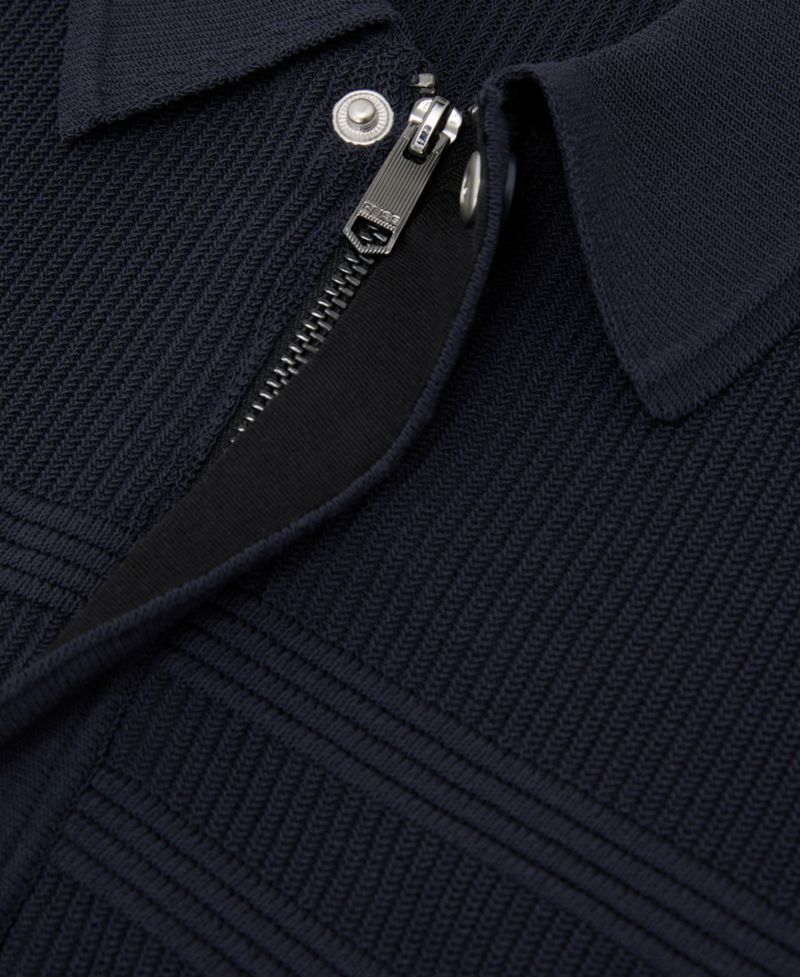 Men's Falklands Cotton-Blend Textured-Knit Half-Zip Polo Shirt