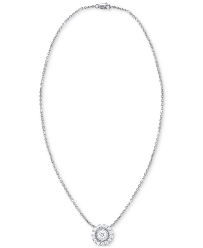2-Pc. Set Lab Grown Diamond Halo Pendant Necklace & Matching Stud Earrings (1 ct. t.w.) in Sterling Silver or 14k Gold-Plated Sterling Silver