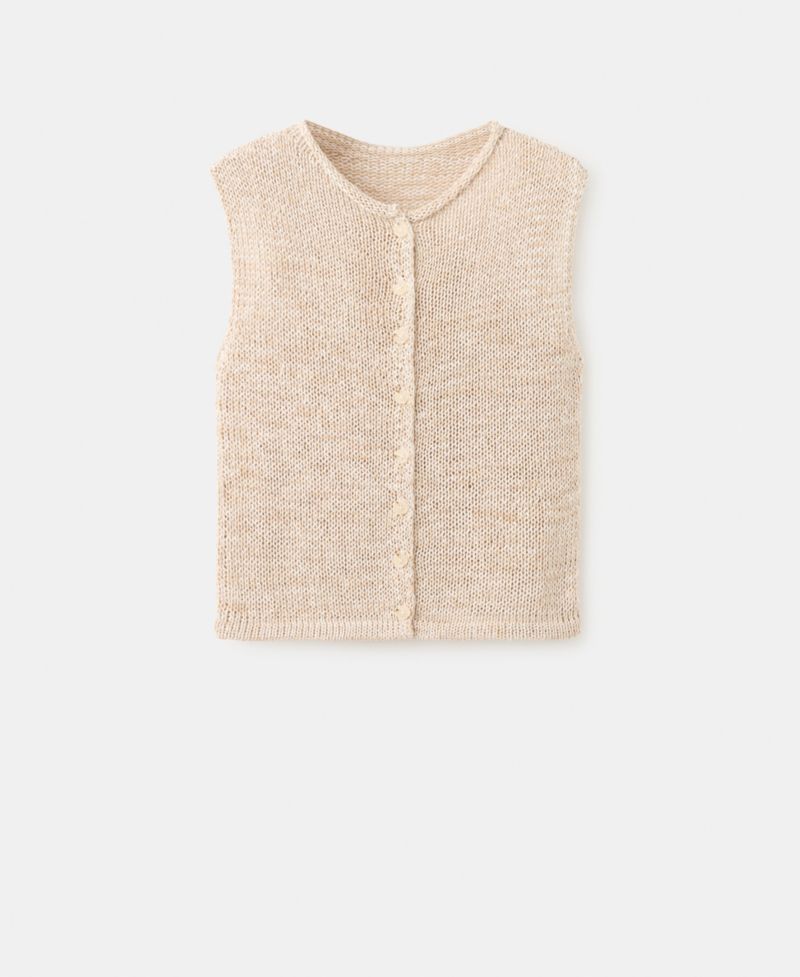 Women's Buttons Heathered Knit Vest