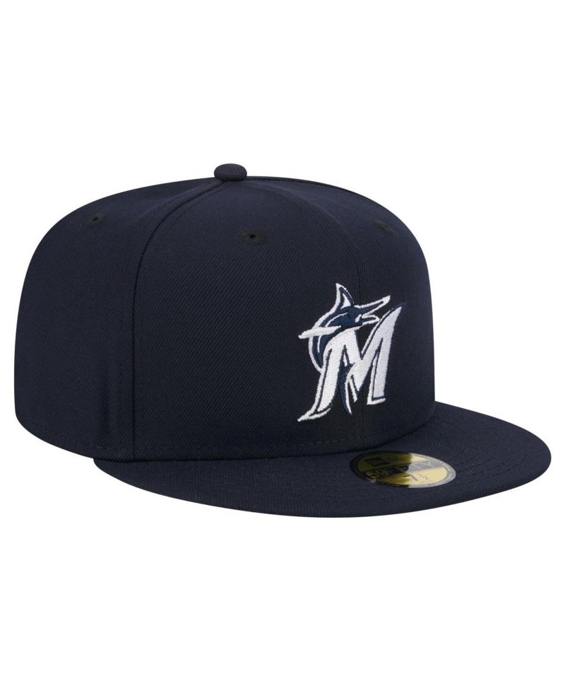 Men's Navy Miami Marlins White Logo 59Fifty Fitted Hat