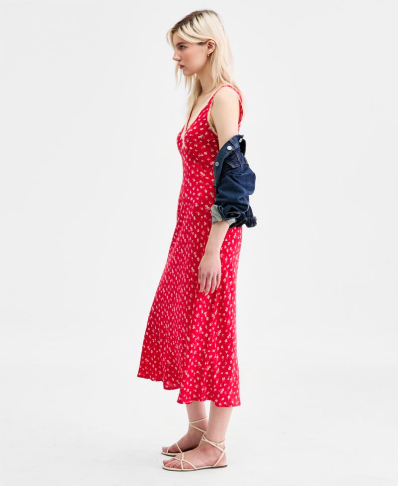 Women's Simone Printed Lace-Trim Midi Dress