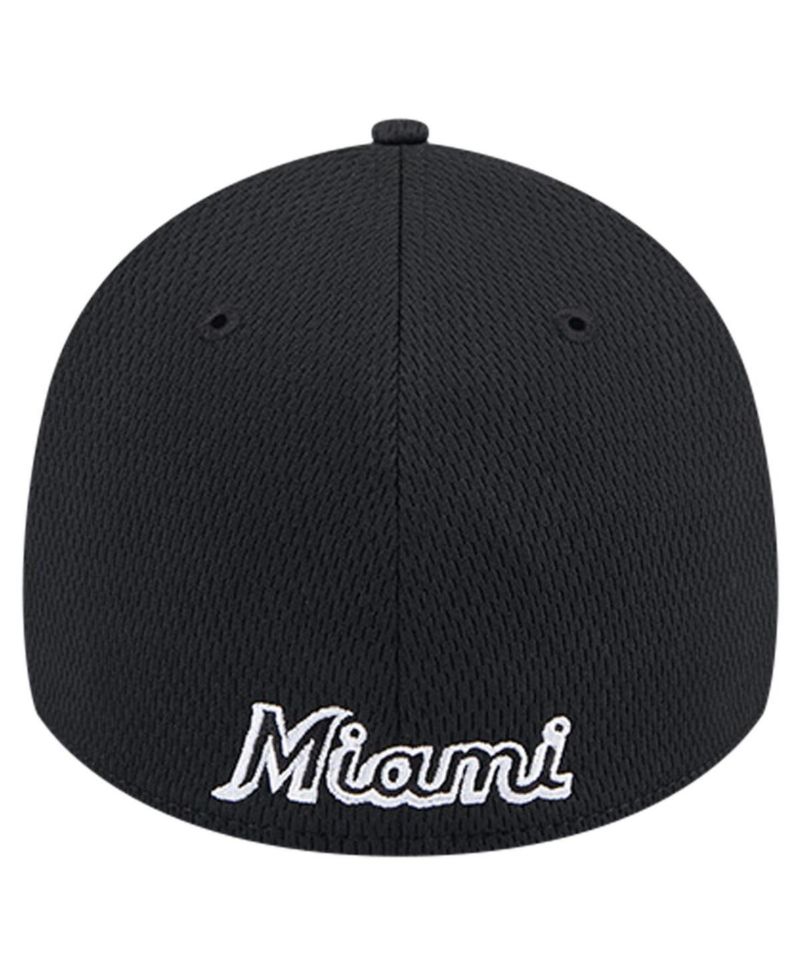 Men's Black Miami Marlins Active Dash Mark 39THIRTY Flex Hat