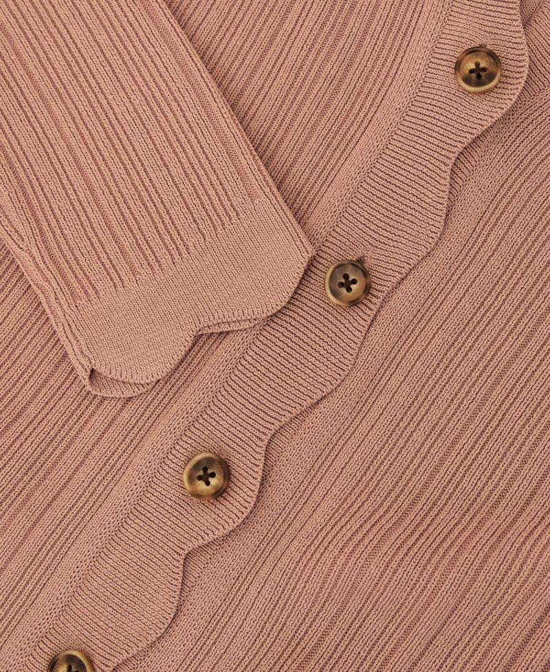 Women's Vinny Rib-Knit Scallop-Trim Cardigan