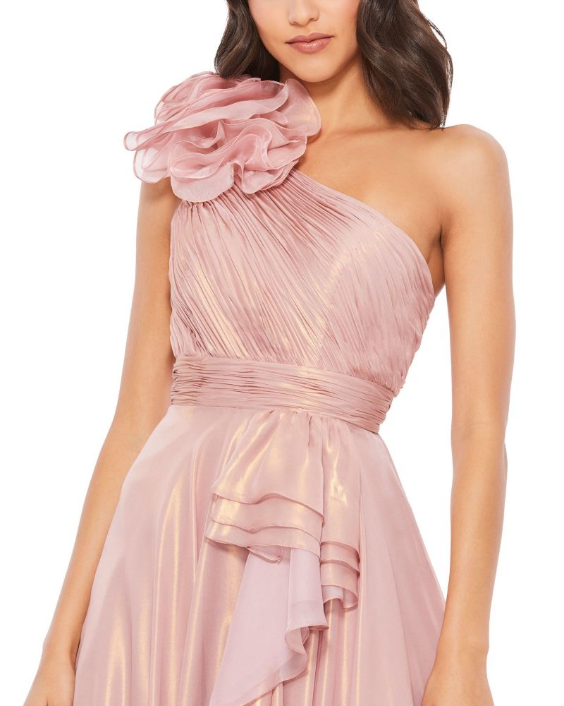 Women's Iridescent One Shoulder Rosette Ball Gown