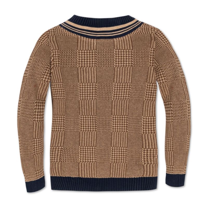 Baby Boys Hope and Henry Long Sleeve V-Neck Intarsia Cricket Sweater