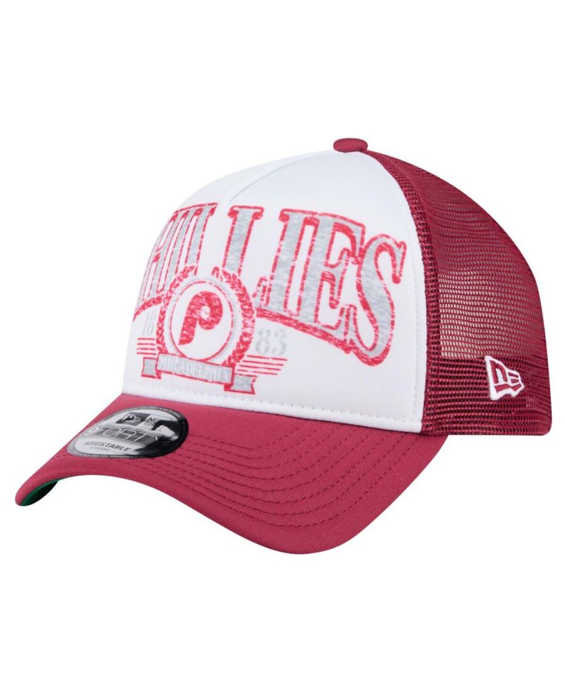 Men's Red Philadelphia Phillies Distressed 9FORTY A-Frame Adjustable Trucker Hat