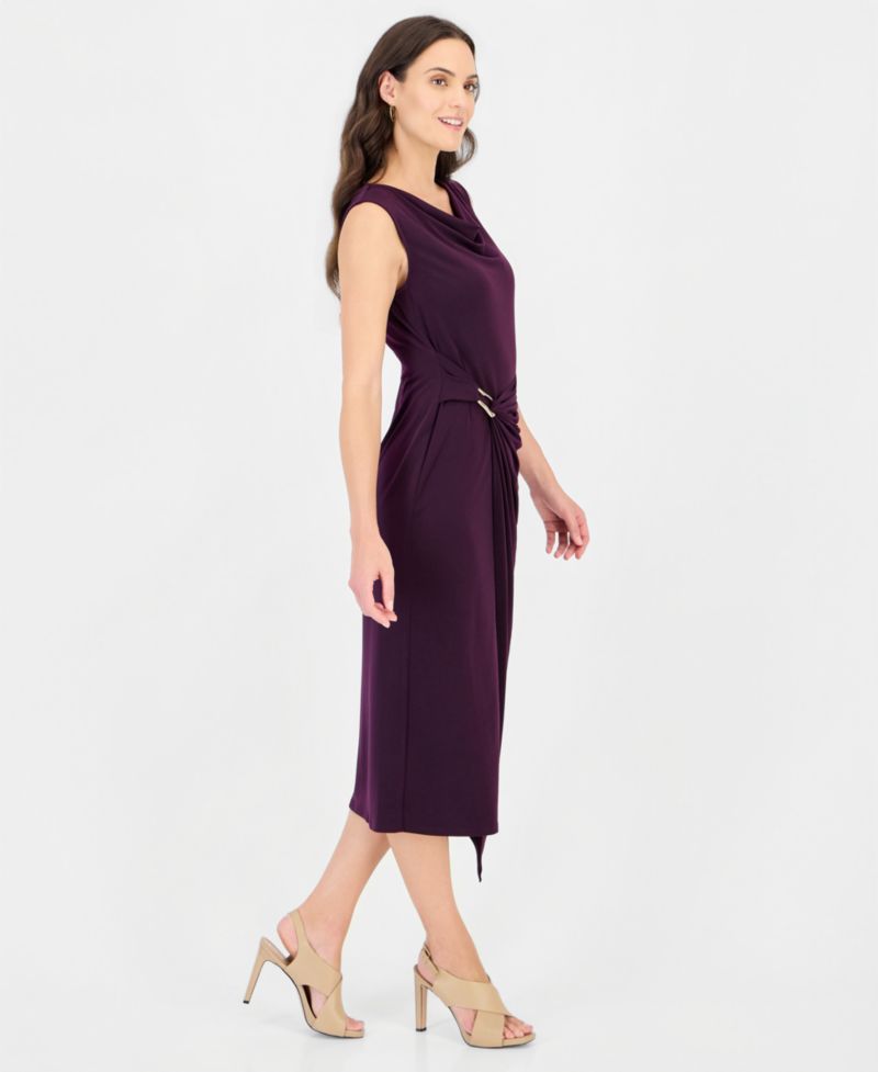Women's Cowl Neck Sleeveless Wrap Dress