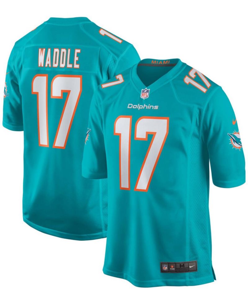 Men's Jaylen Waddle Aqua Miami Dolphins Game Player Jersey