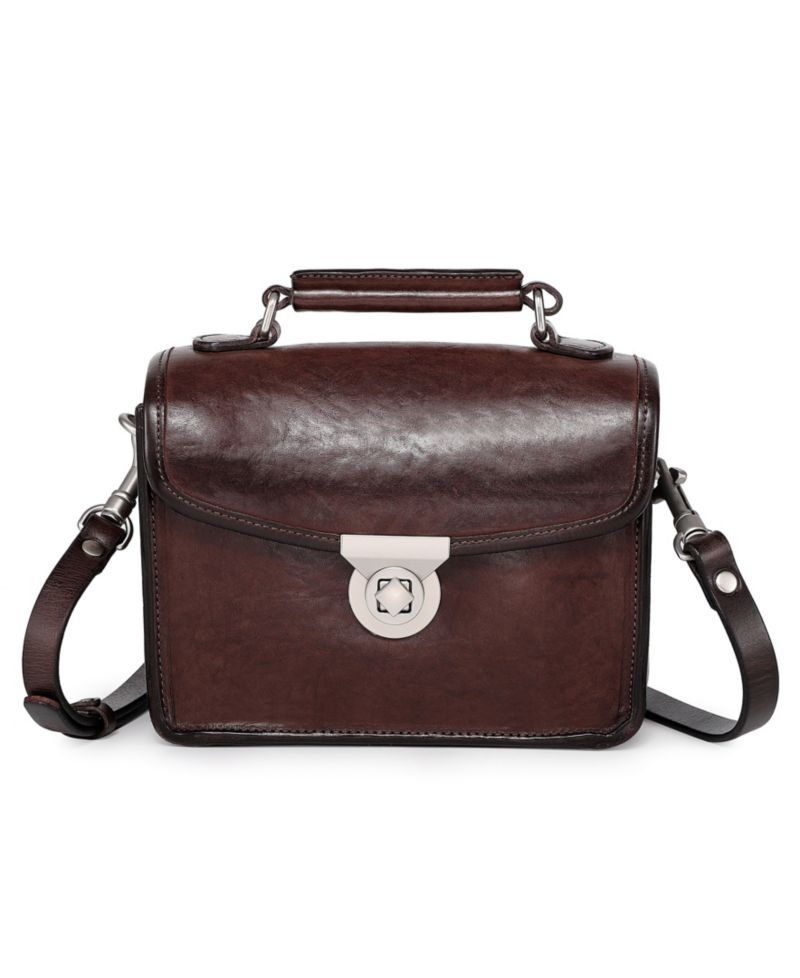 Laurel Mini Leather Convertible Pushlock Crossbody Bag