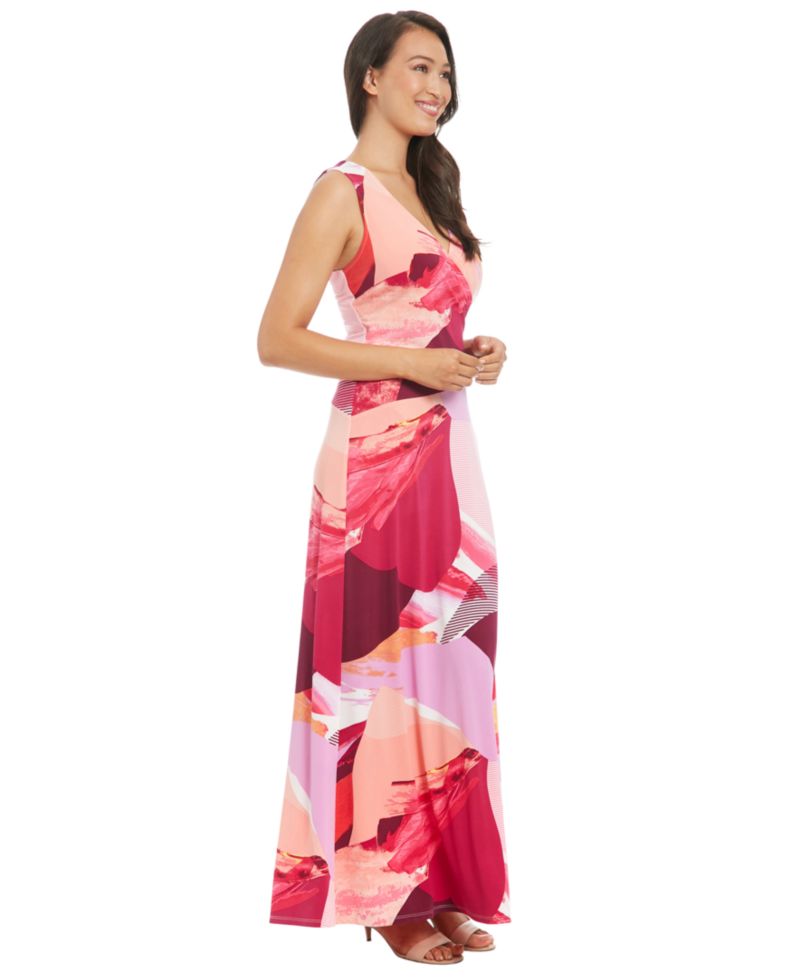 Petite Surplice-Neck Sleeveless Maxi Dress