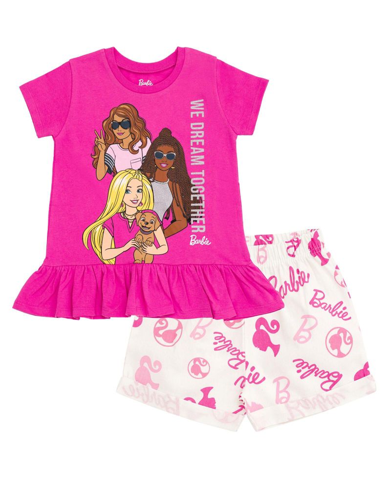 Toddler Girls Peplum T-Shirt and Shorts Outfit Set