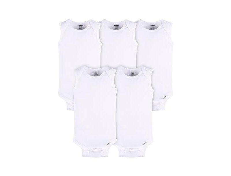 Baby Boys or Baby Girls White Sleeveless Onesies Bodysuits, 5-Pack