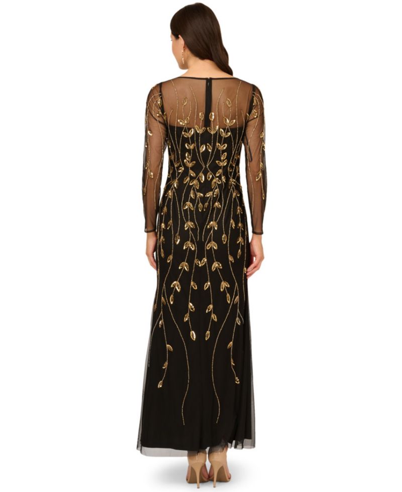 Women's Beaded Long-Sleeve Dress