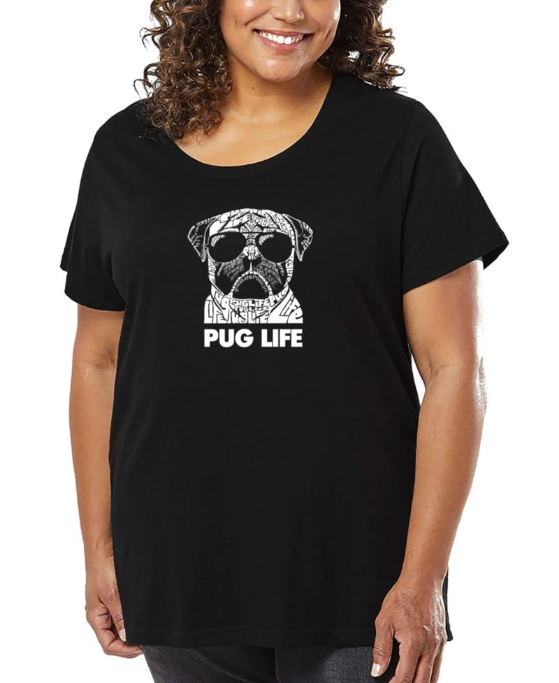 Plus Size Pug Life Word Art T-Shirt