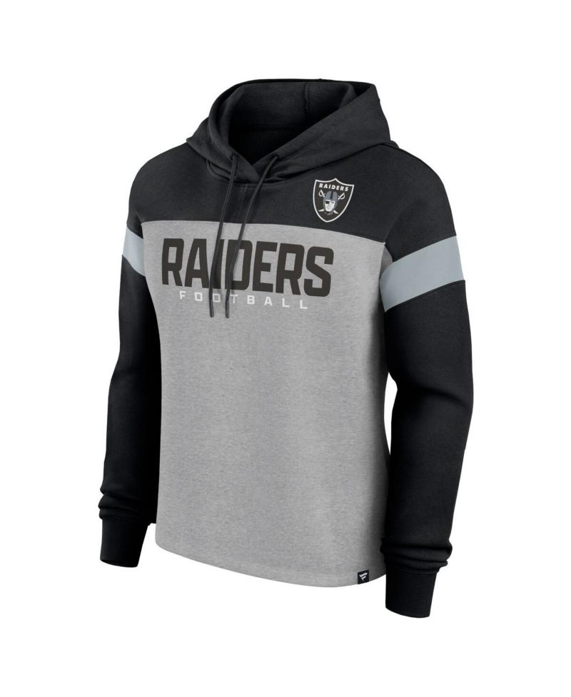 Women's Heather Gray/Black Las Vegas Raiders Bold Play Call Pullover Hoodie