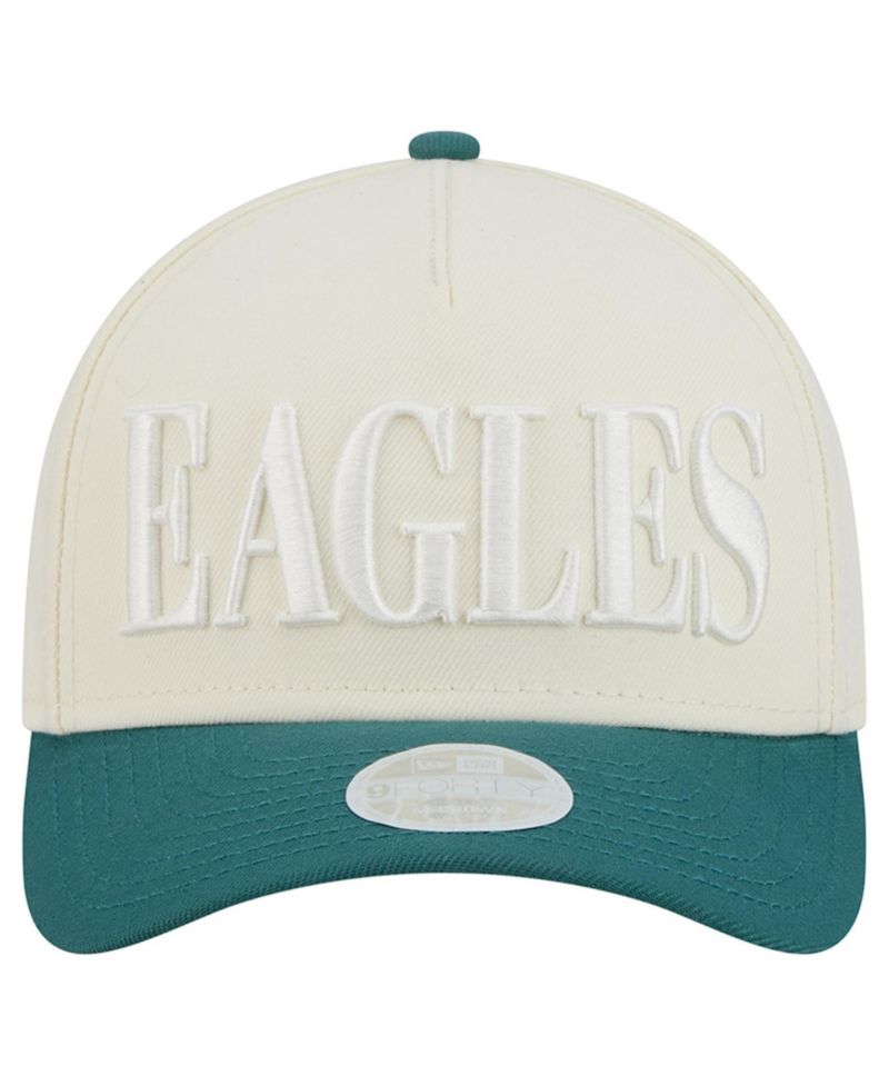 Women's Cream/Midnight Green Philadelphia Eagles Tonal A-Frame 9FORTY Adjustable Hat