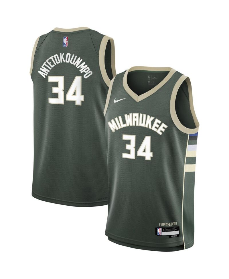 Big Boys Giannis Antetokounmpo Hunter Green Milwaukee Bucks Swingman Jersey - Icon Edition