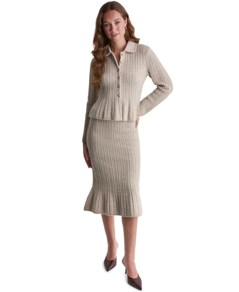 Women's Peplum Cable-Knit Cardigan Sweater