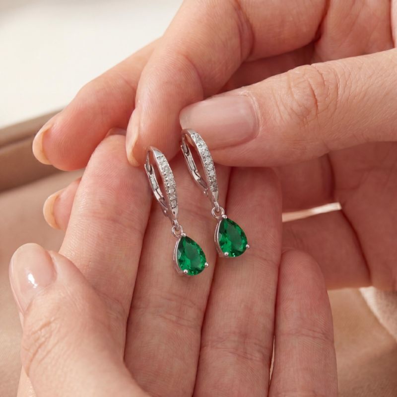 Dainty White Gold Plated Pear CZ Extra Mini Teardrop Earrings