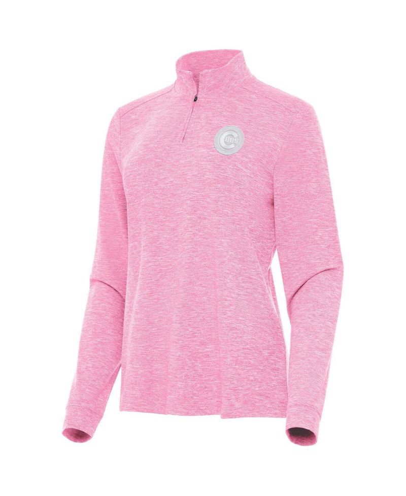 Women's Pink Chicago Cubs Mentor Lightweight Mock Neck Quarter-Zip Top