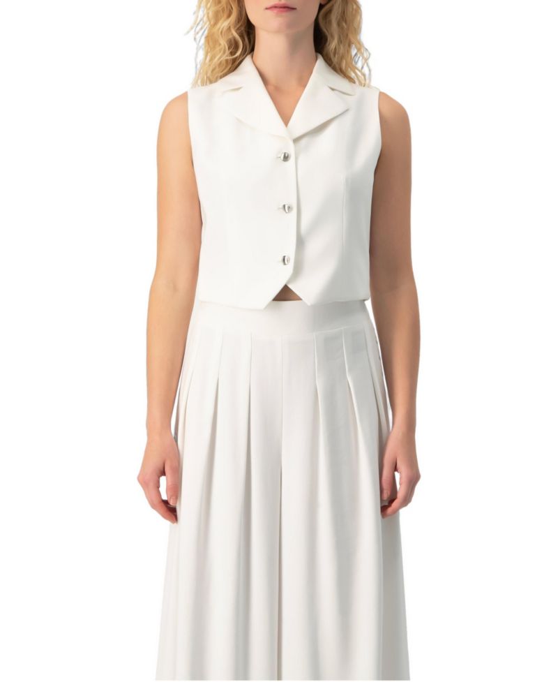 Women's Tailored Sleeveless Crop Blazer Vest