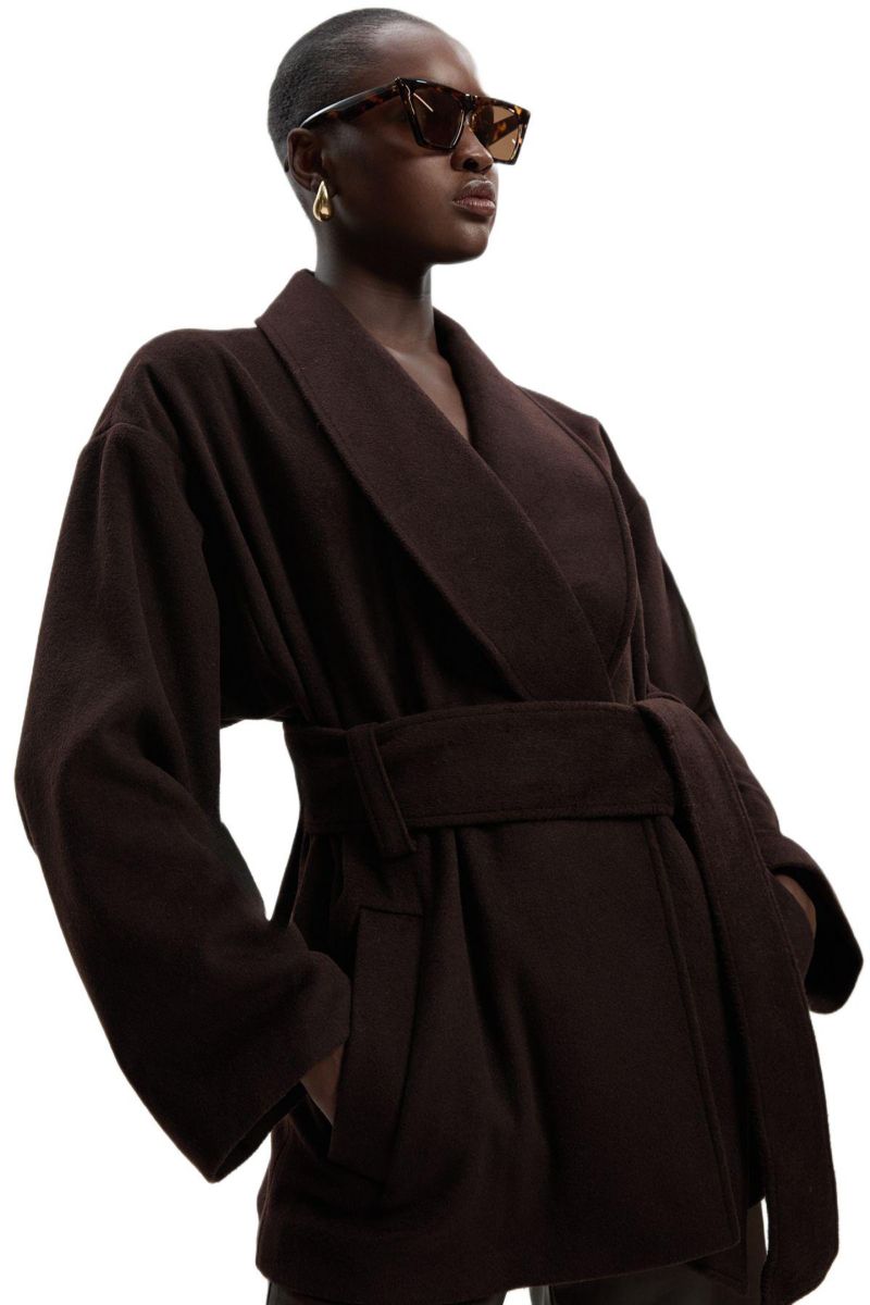 Women's Brushed Wool Wrap Short Coat