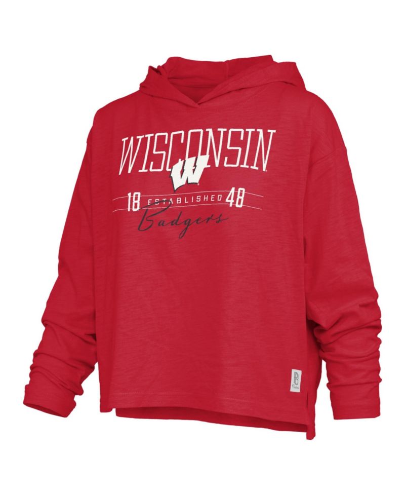 Women's Wisconsin Badgers Castillo Slub Oversized Hooded Long-Sleeve T-Shirt