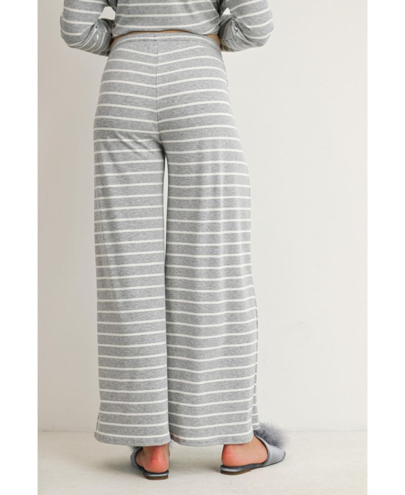 Maternity Striped Long-Sleeve Wide-Leg Top and Pants, 2-Piece Set