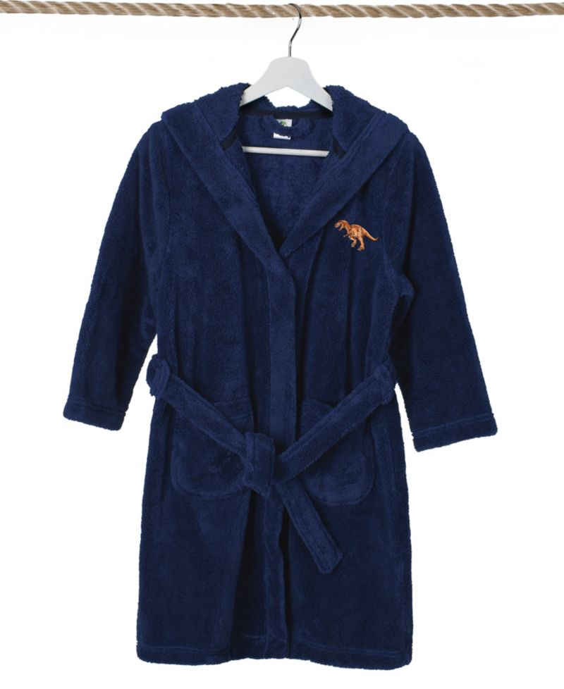 Kids Dino Super Plush Double Brushed Hooded Bathrobe