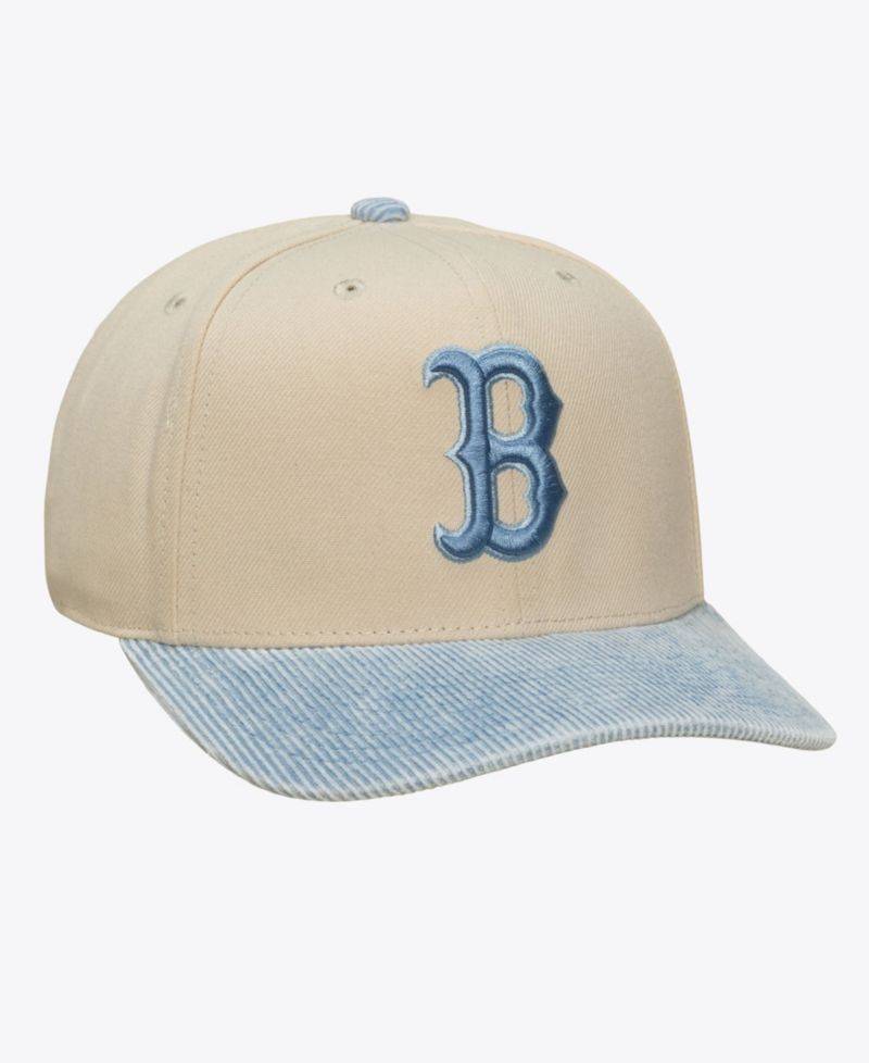 Men's Cream/Light Blue Boston Red Sox Washed Corduroy Pro Crown Snapback Hat