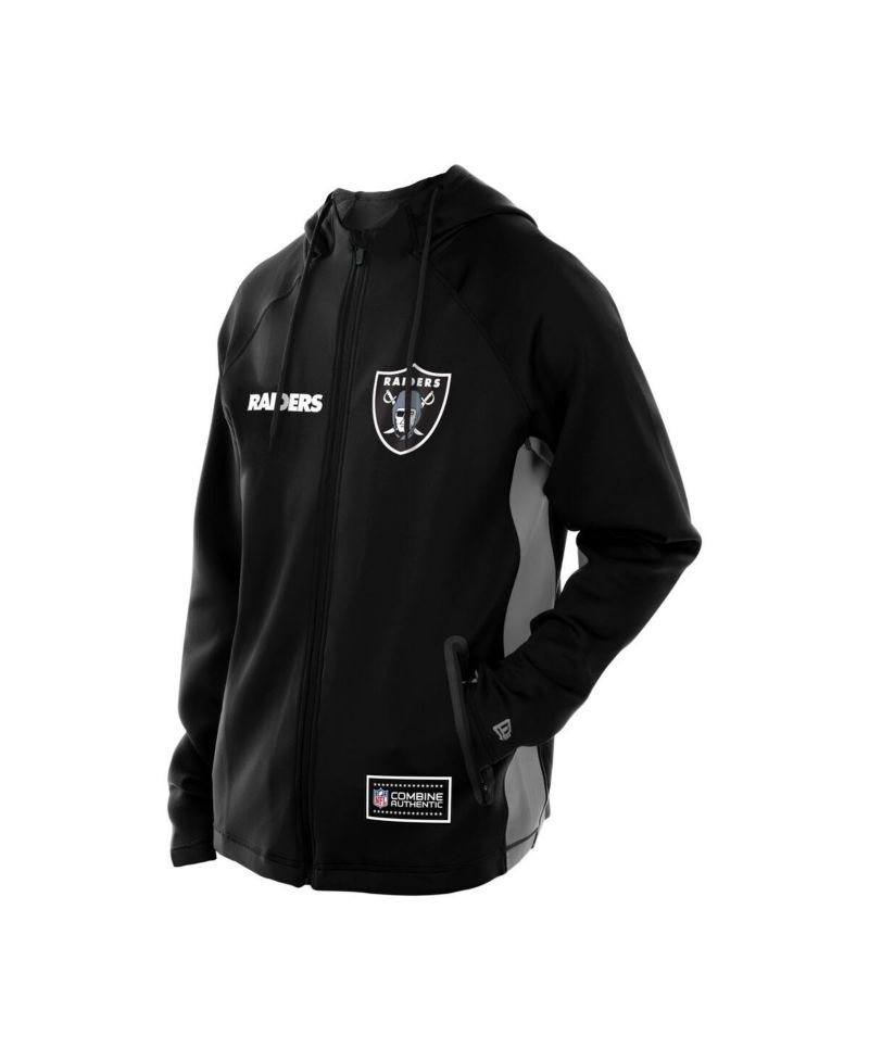 Men's Black Las Vegas Raiders Combine Authentic Raglan Scuba Full-Zip Hoodie