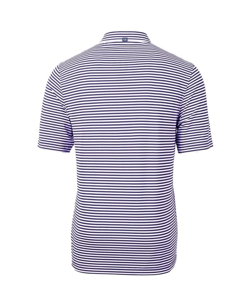 Men's Purple ECU Pirates Throwback Logo Virtue Eco Pique Stripe Polo Shirt