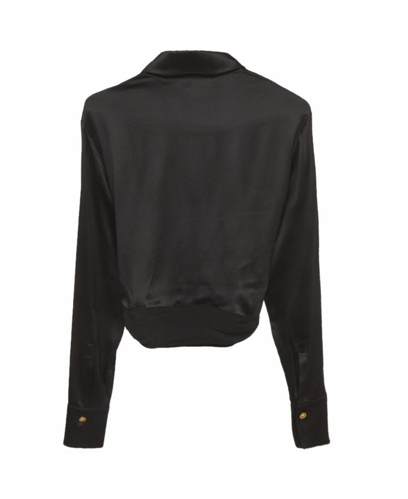 Women's Draped Stretch-Silk Cropped Shirt