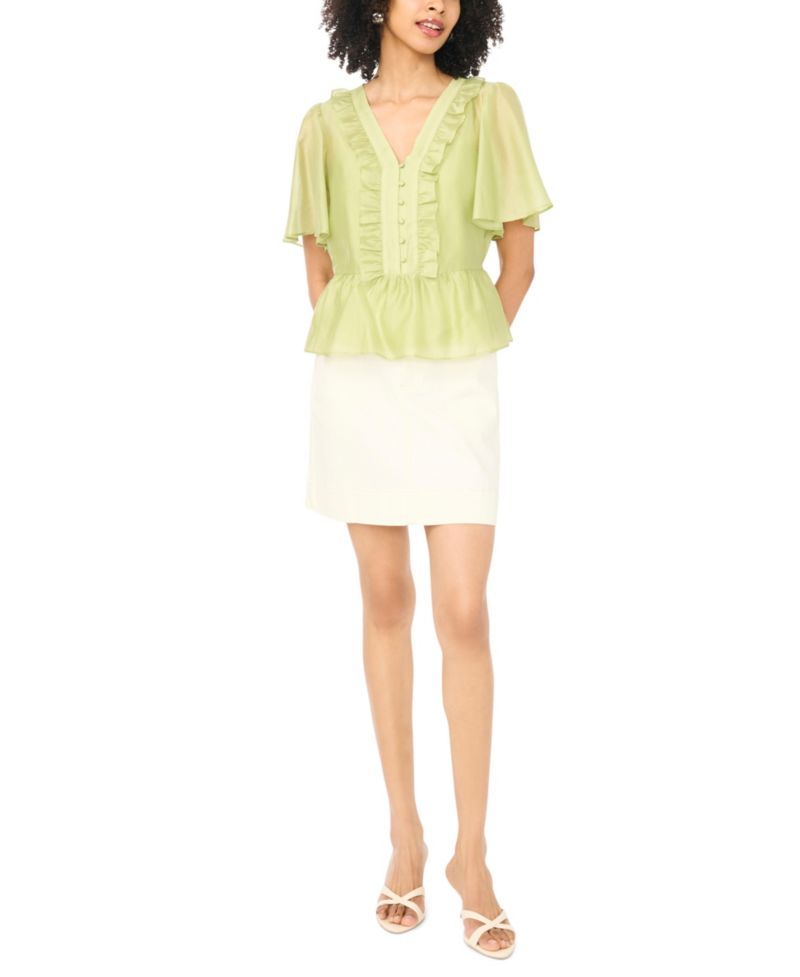 Women's Flutter-Sleeve V-Neck Top