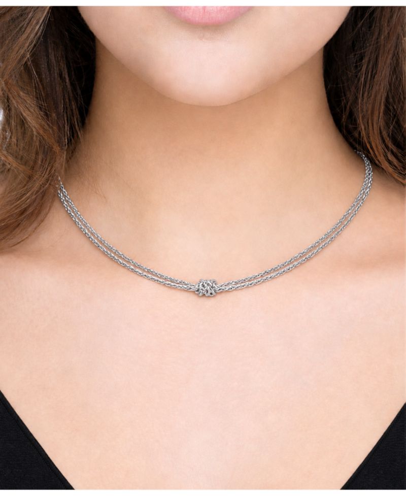 Silver Plated Knotted Chain Necklace