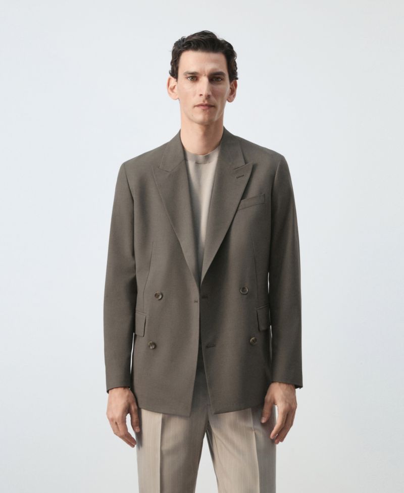 Men's Boston Regular-Fit Double-Breasted Suit Blazer