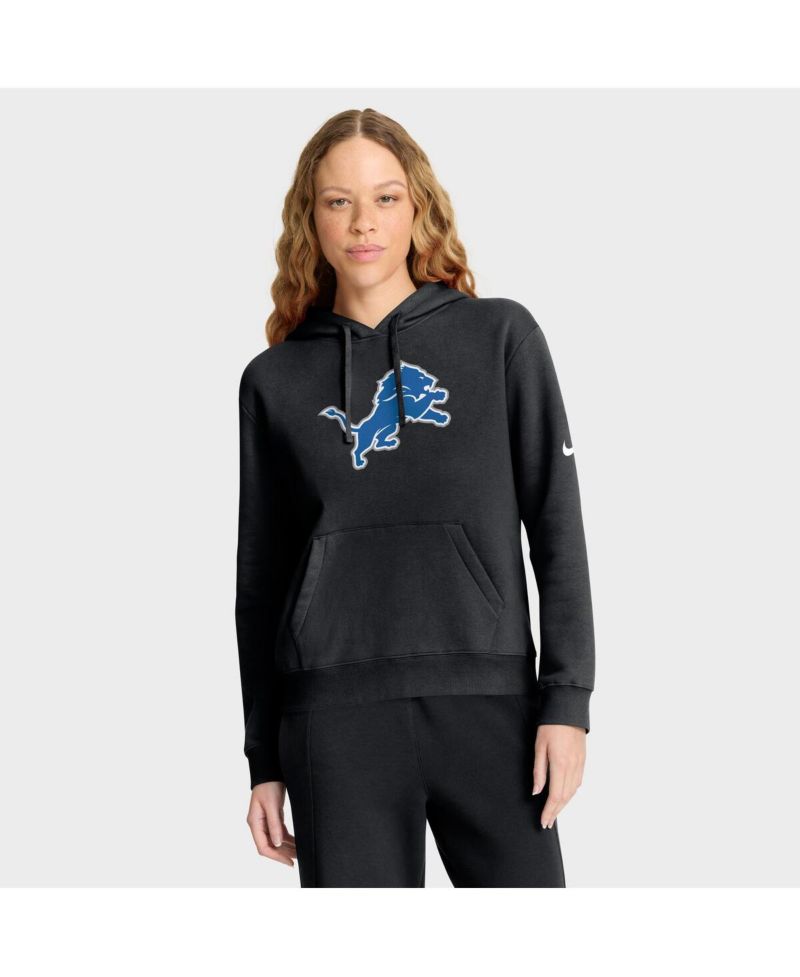 Women's Black Detroit Lions Club Fleece Pullover Hoodie