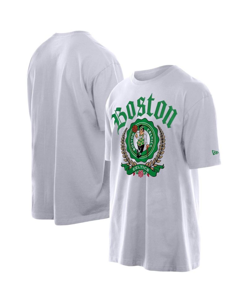 Men's White Boston Celtics Throwback Prep Oversized T-Shirt