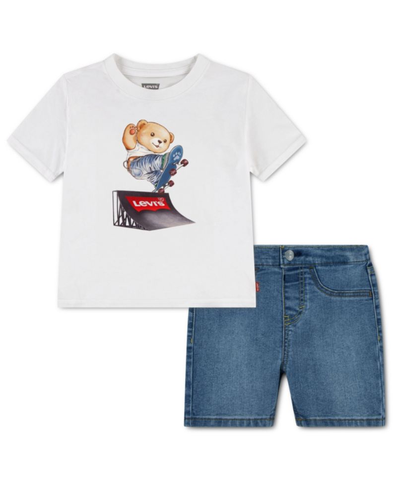 Baby Boys' Skater T-Shirt and Denim Shorts, 2-Piece Set