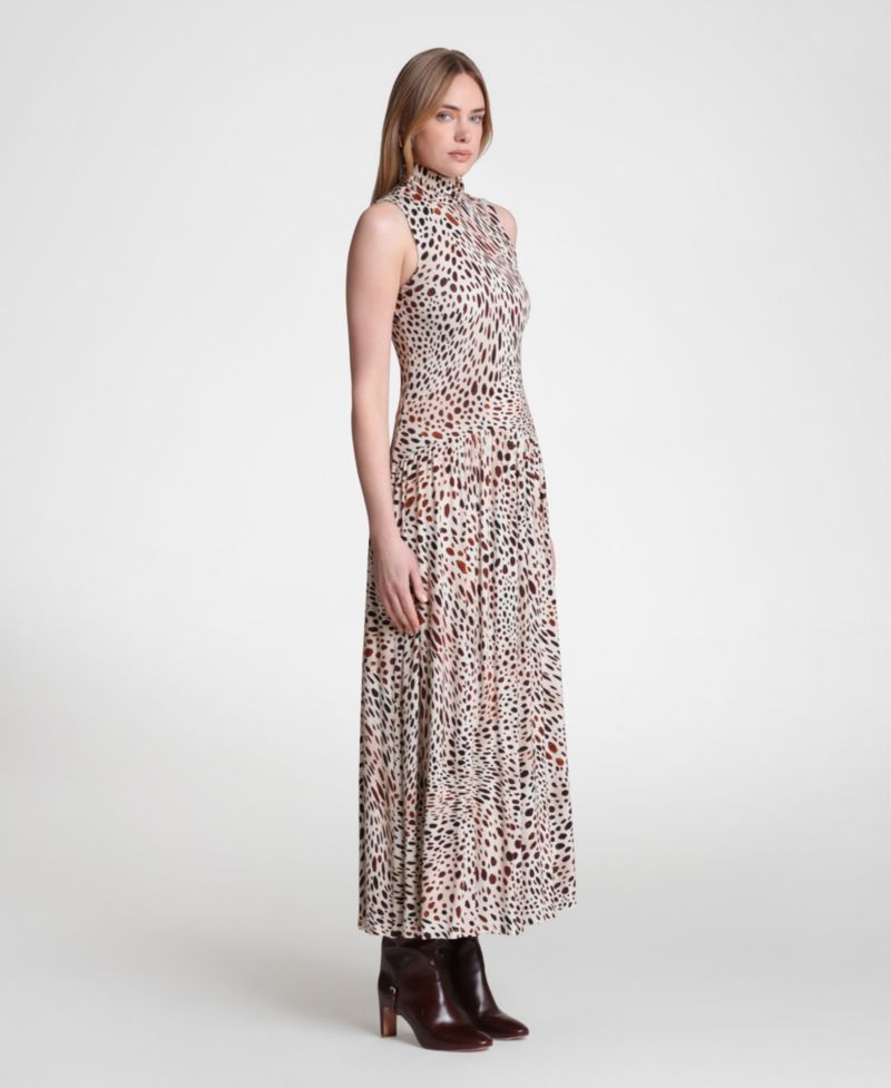 Women's Sleeveless Mock-Neck Maxi Dress