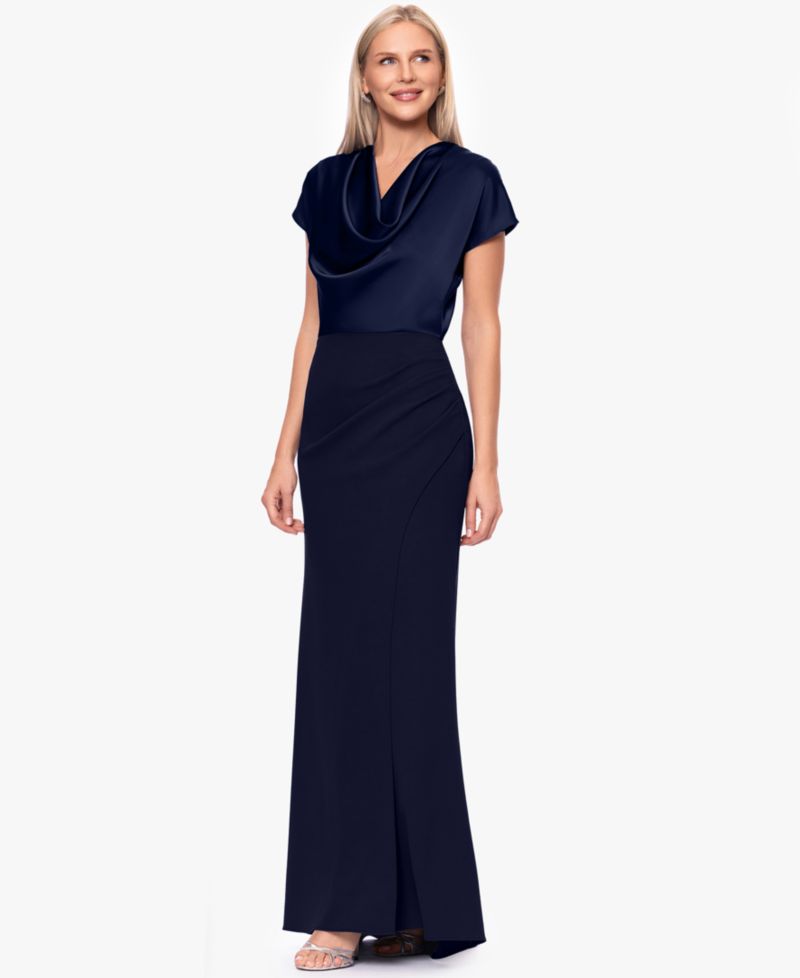 Petite Cowl Neck Long Ball Gown