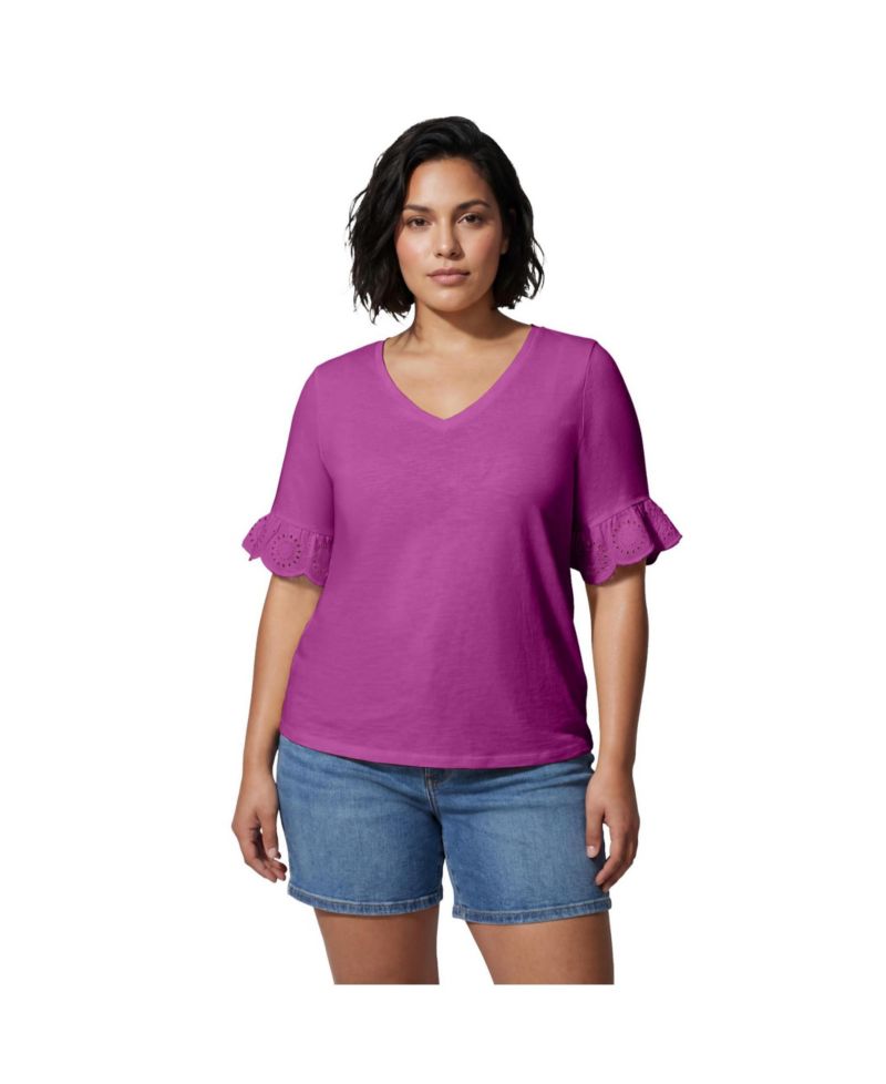 Women's Eyelet Trim Top