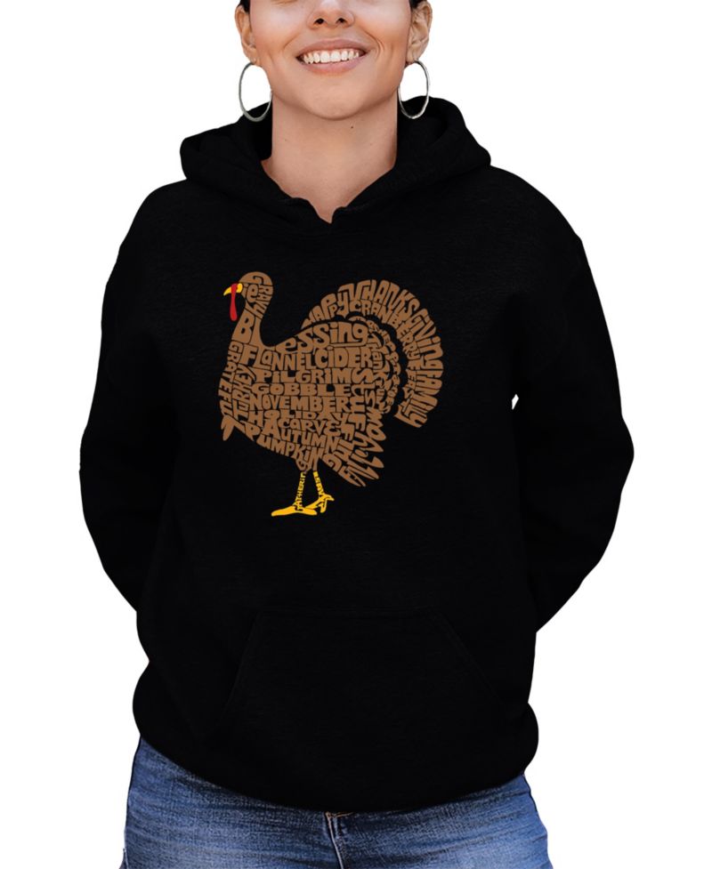 Women's Thanksgiving Turkey Word Art Hooded Sweatshirt