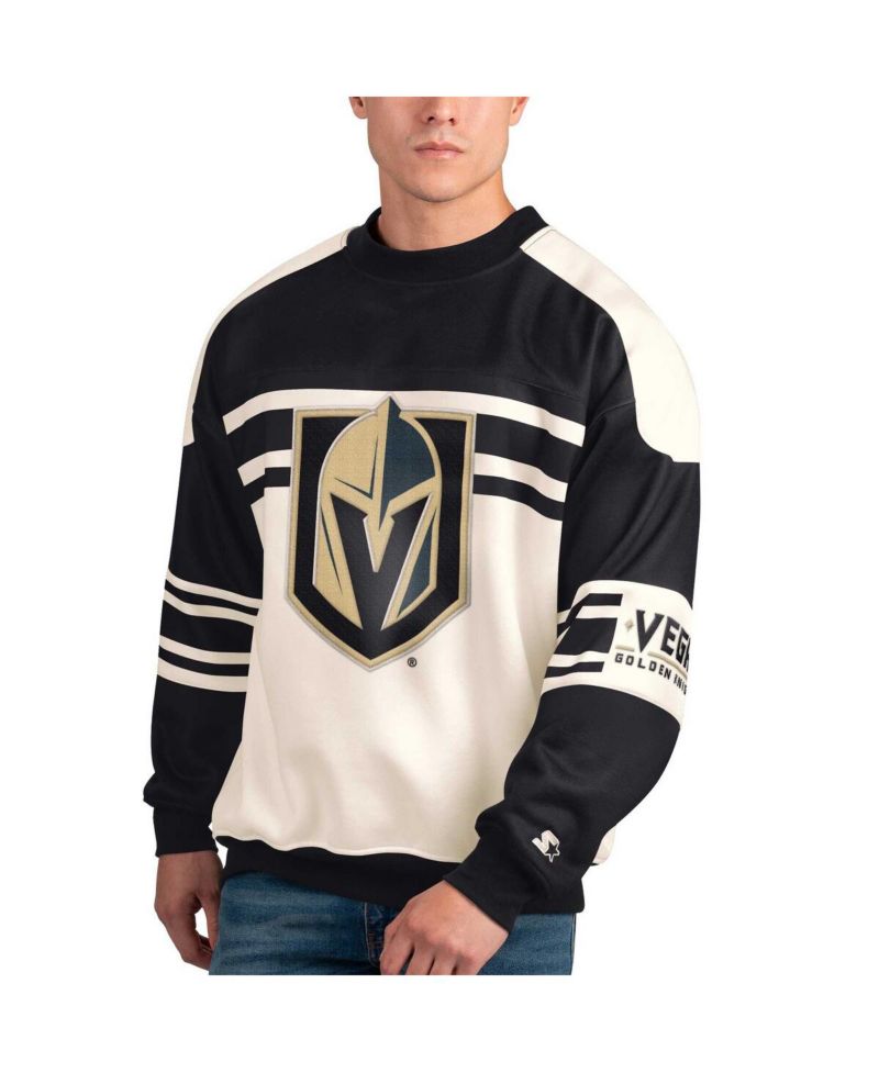 Men's White Vegas Golden Knights Defense Fleece Crewneck Pullover Sweatshirt