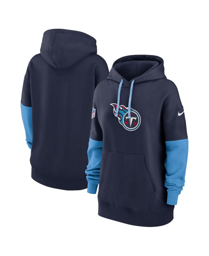 Women's Navy Tennessee Titans 2024 Sideline Essential Fleece Pullover Hoodie
