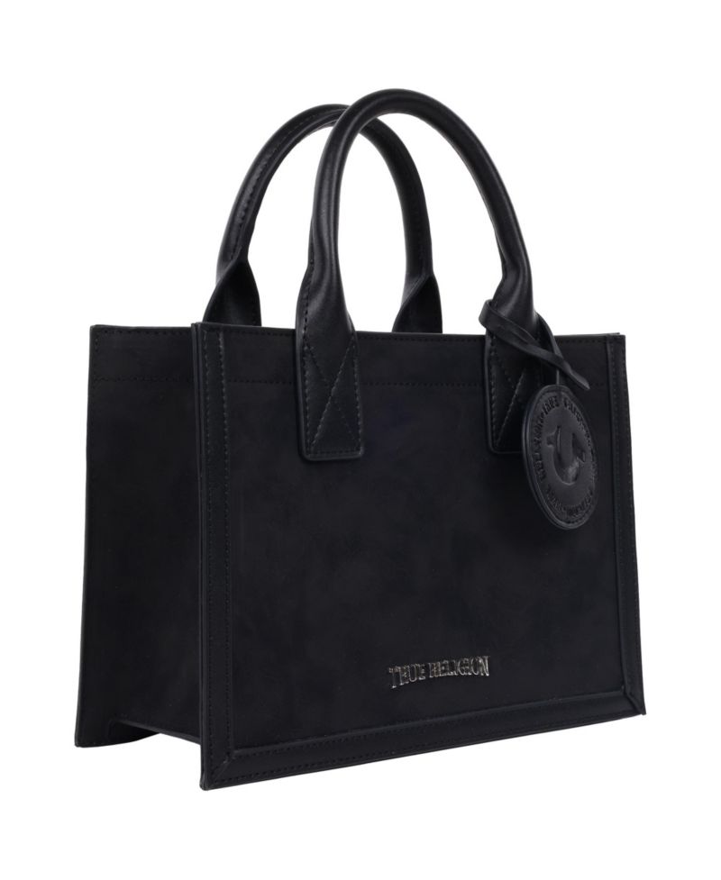 Suede PU Box Tote with Logo Tag